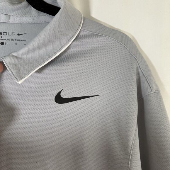 Nike Golf Polo Men's Large Grey Short Sleeve Standard Fit Dri-Fit 2 Tone Polyest - Picture 6 of 14